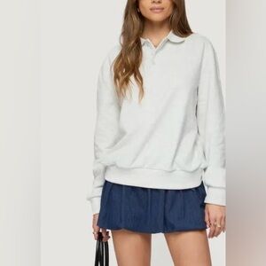 Edikted Scholar Oversize Cotton Blend Polo Sweatshirt